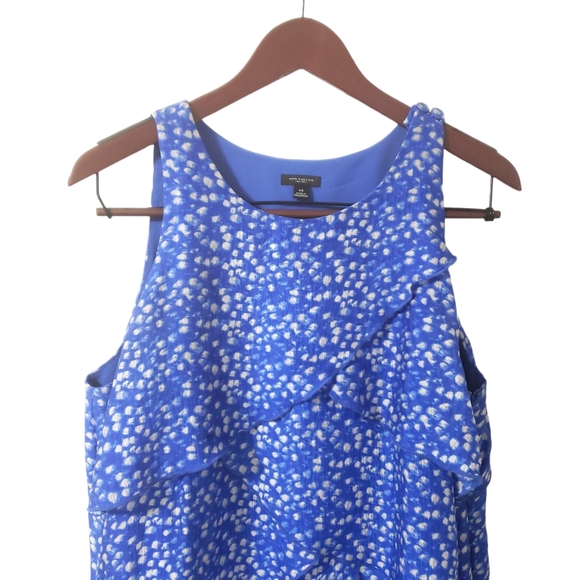 Ann Taylor Silk Chiffon Dress Fairy Polka Dot Ruffle Tiered Dainty Blue Size 14 - Picture 5 of 14